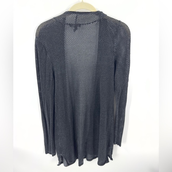 Eileen Fisher Womens Open Knit Long Line Cardigan Size L Black System Capsule - Picture 5 of 12